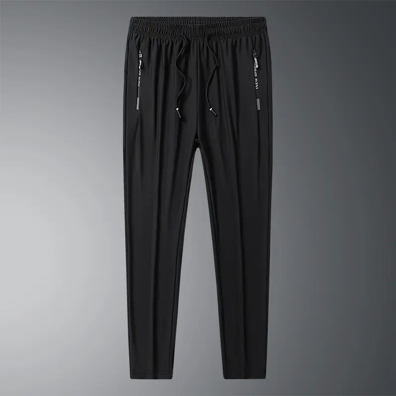 2025 New Summer Men's Ice Silk Casual Pants Loose Breathable Fast Drying Lightweight Comfortable Travel Gym Running Large Size
