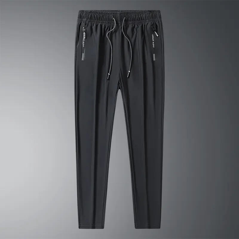 2025 New Summer Men's Ice Silk Casual Pants Loose Breathable Fast Drying Lightweight Comfortable Travel Gym Running Large Size