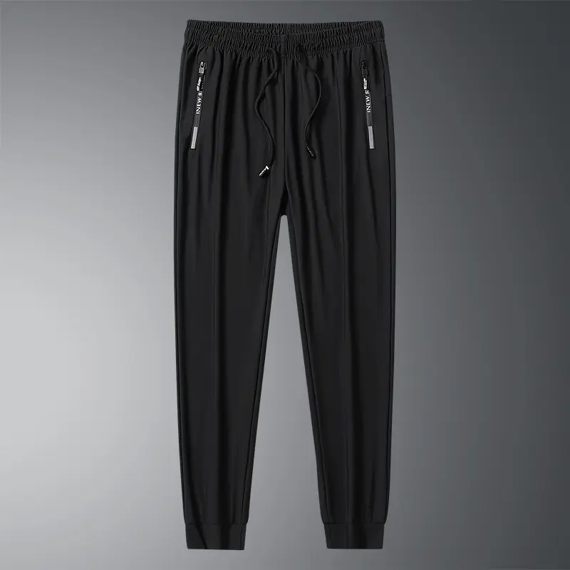 2025 New Summer Men's Ice Silk Casual Pants Loose Breathable Fast Drying Lightweight Comfortable Travel Gym Running Large Size