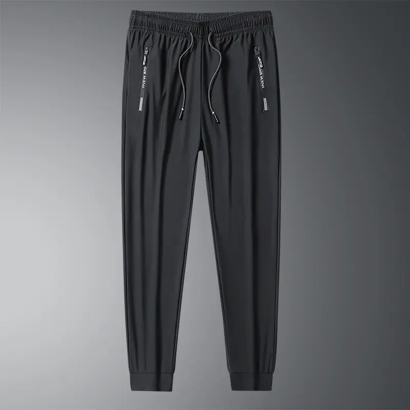 2025 New Summer Men's Ice Silk Casual Pants Loose Breathable Fast Drying Lightweight Comfortable Travel Gym Running Large Size