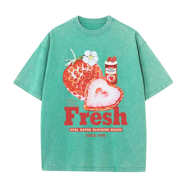 2025 Men's and Women's Strawberry Wine Printed T-shirt 100% Cotton Short Sleeved Fashionable Trend Design Multi-color Casual Top