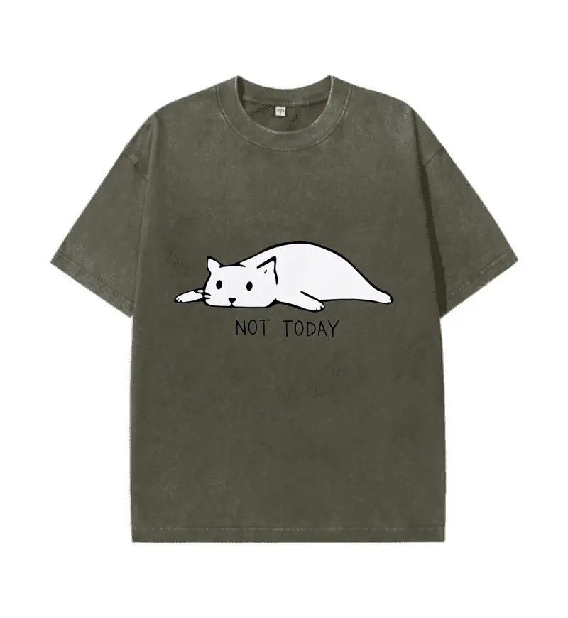 White Kitten Pattern T-shirt 100% Pure Cotton Street Trendy Fur Printed T-shirt Casual Couple Gift Men's and Women's New Design