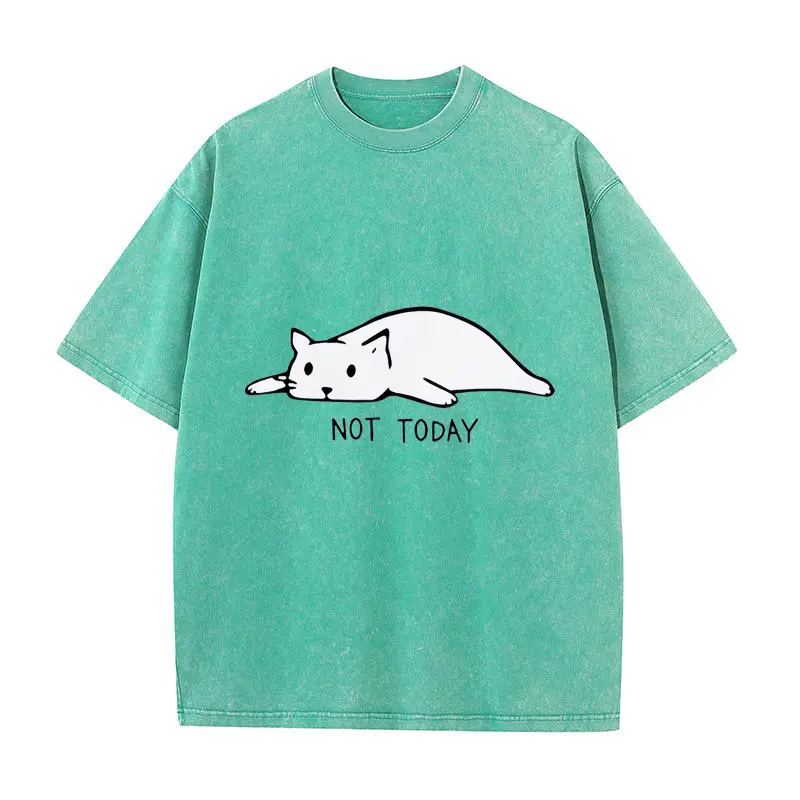 White Kitten Pattern T-shirt 100% Pure Cotton Street Trendy Fur Printed T-shirt Casual Couple Gift Men's and Women's New Design