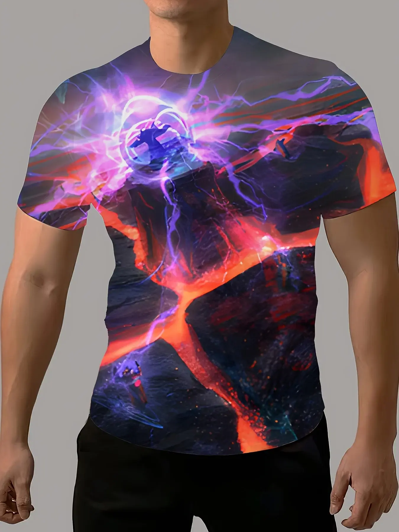 New Design for Summer 2024: 3D Printed Cool Pattern Casual Short Sleeve Top, Fashionable Sports T-shirt