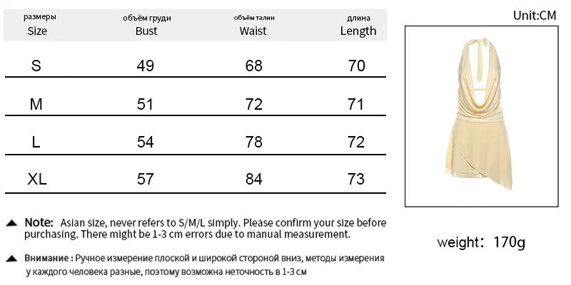Summer 2025 Women's Sexy Deep V-neck Backless Irregular Dress Sleeveless Slim Mini Dress Club Party Beachwear Casual Wear