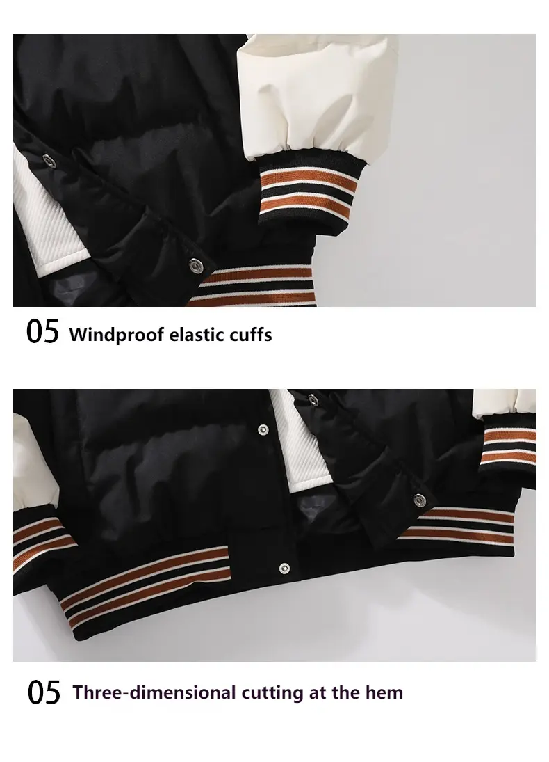Men's Winter New Jacket Fashion Fake Two Piece Hooded Thick Warm Cotton Jacket Letter Printed Casual Loose Cotton Jacket