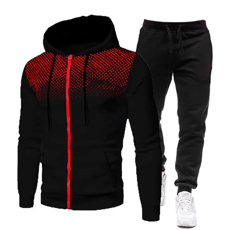 Mens Fleece Hoodie Joggers 2-Piece Set Fall Winter Euro American Streetwear Casual Oversized Sportswear Thick Warm Two Piece