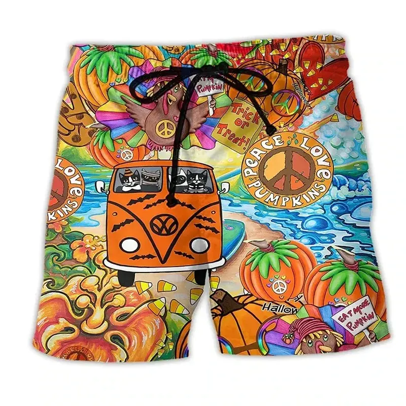 2025 Colorful Graffiti 3D Printed Surfboard Shorts Hip Hop Street Casual Style Vacation Men's Summer Beach Swimming Shorts