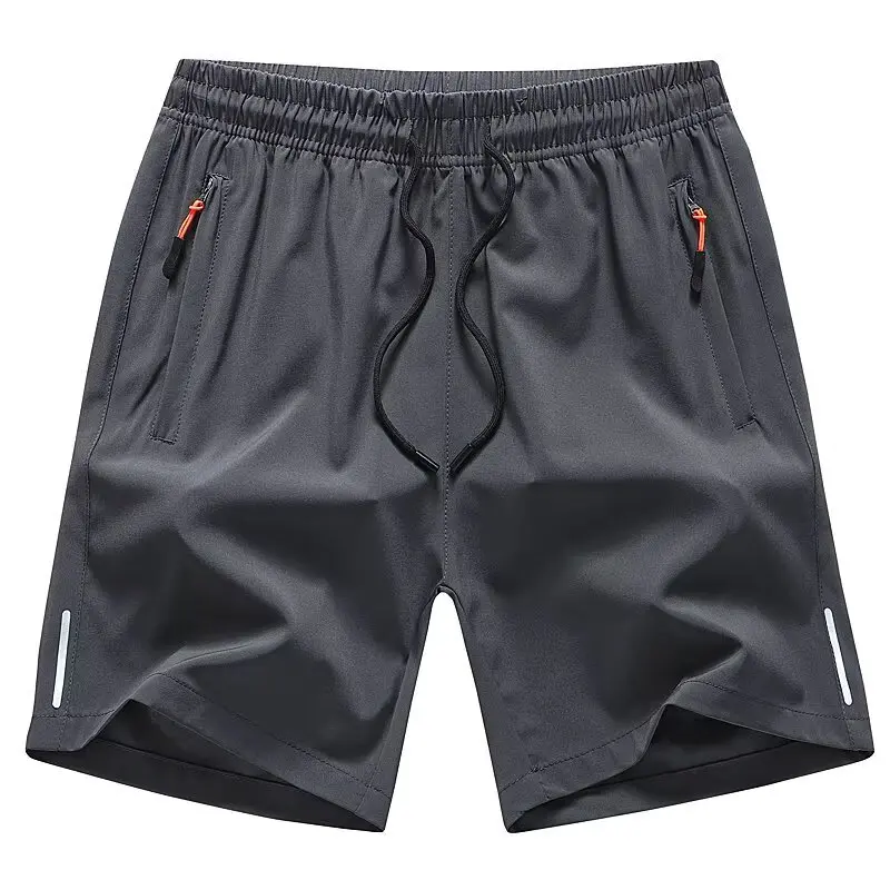 Men 5 Point Shorts Korean Print Mid Thigh Length Quick Dry Big Tall Loose Fit Cooling Tech Breathable Side Zipper Pockets Summer