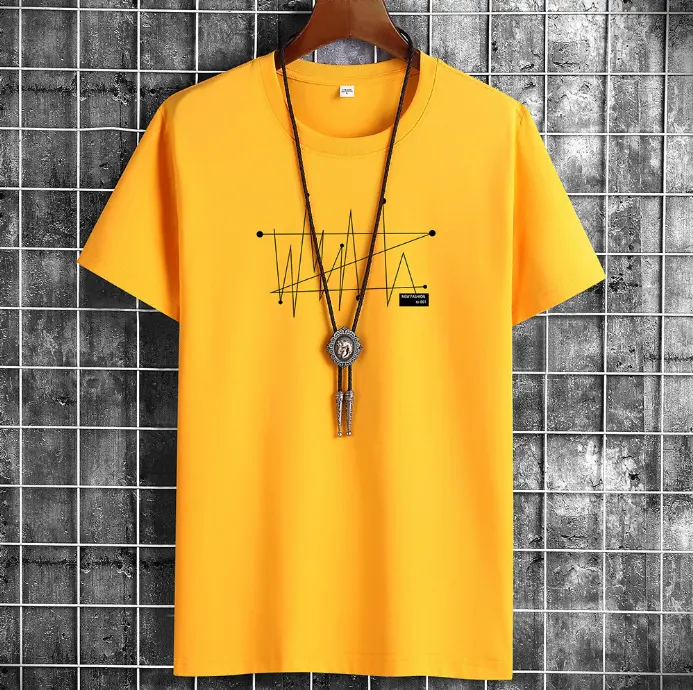 Men's T-shirt with Oversized Loose and Fashionable Print 100% Cotton T-shirt for Men's Short Sleeved Men's Summer Casual Wear