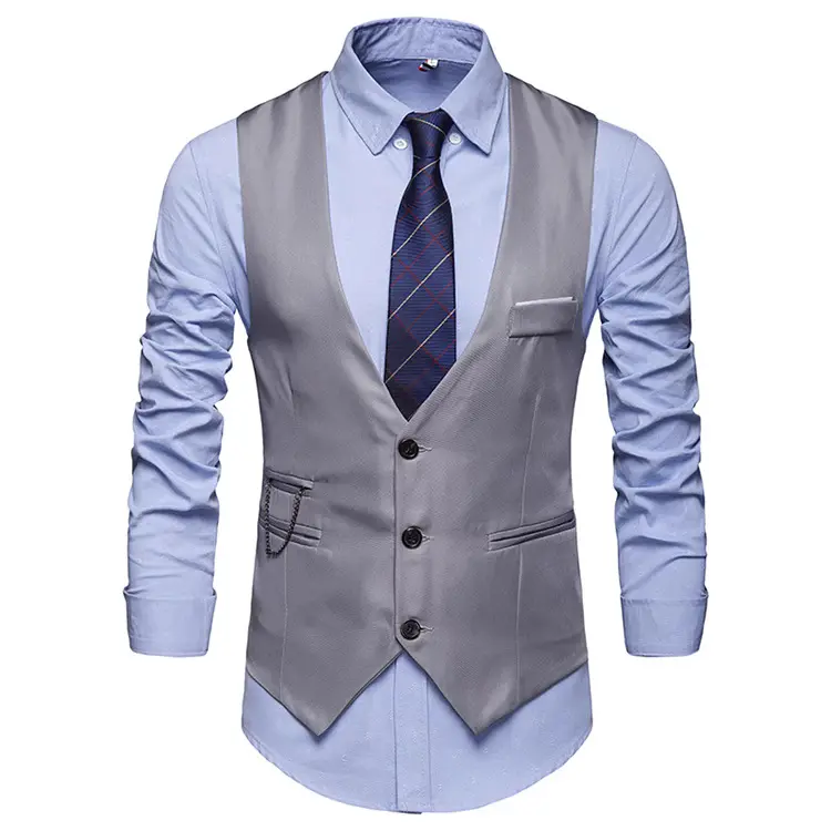 Professional Slim Fit Vest Adjustable Back Men Formal Waistcoat Business Office Sleeveless Side Adjusters No Bulk Contrast