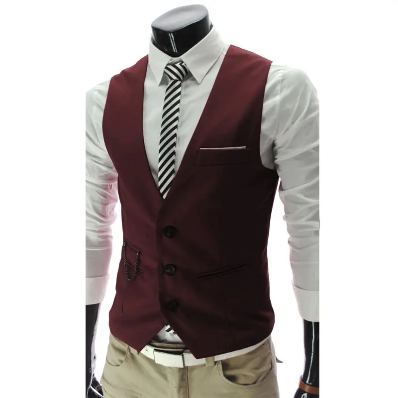 Professional Slim Fit Vest Adjustable Back Men Formal Waistcoat Business Office Sleeveless Side Adjusters No Bulk Contrast