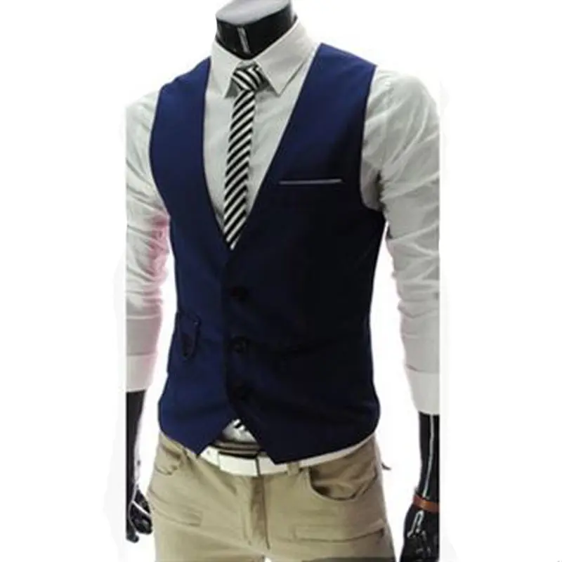 Professional Slim Fit Vest Adjustable Back Men Formal Waistcoat Business Office Sleeveless Side Adjusters No Bulk Contrast