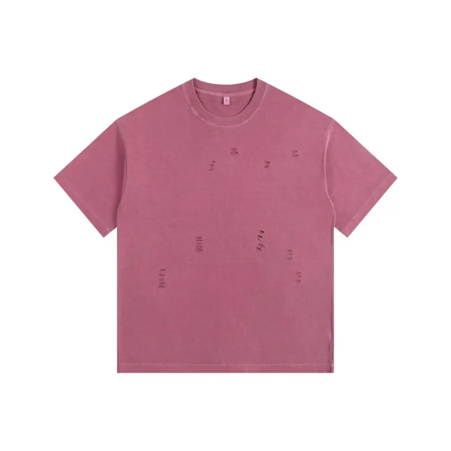 2025 New Ripped Crew Neck Short Sleeve Loose Casual T-Shirt Men's and Women's Same Retro Fashion Bottom Shirt Oversized T Shirt