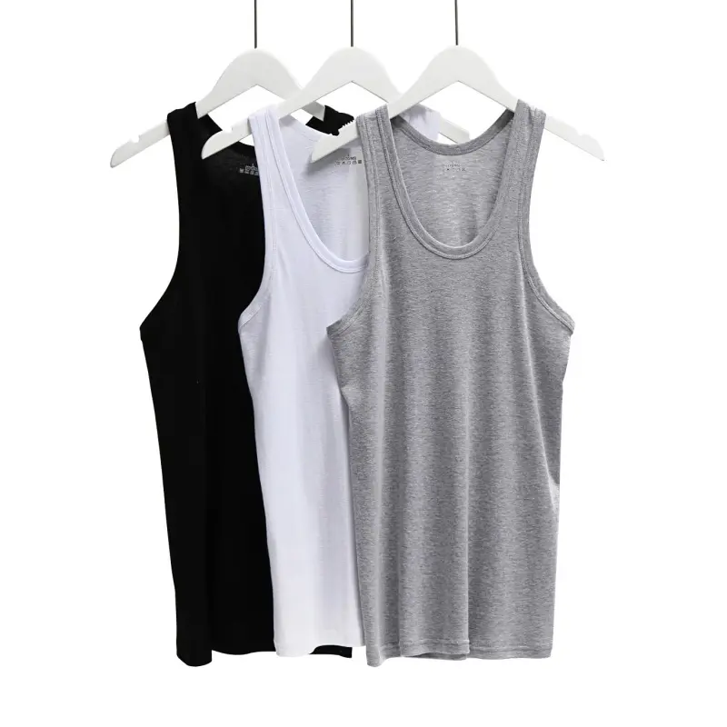 Mens Thin 100% Cotton Vest Elastic Slim Fit Summer Breathable Gym Running Workout Top Reinforced Stitching Sports Fitness