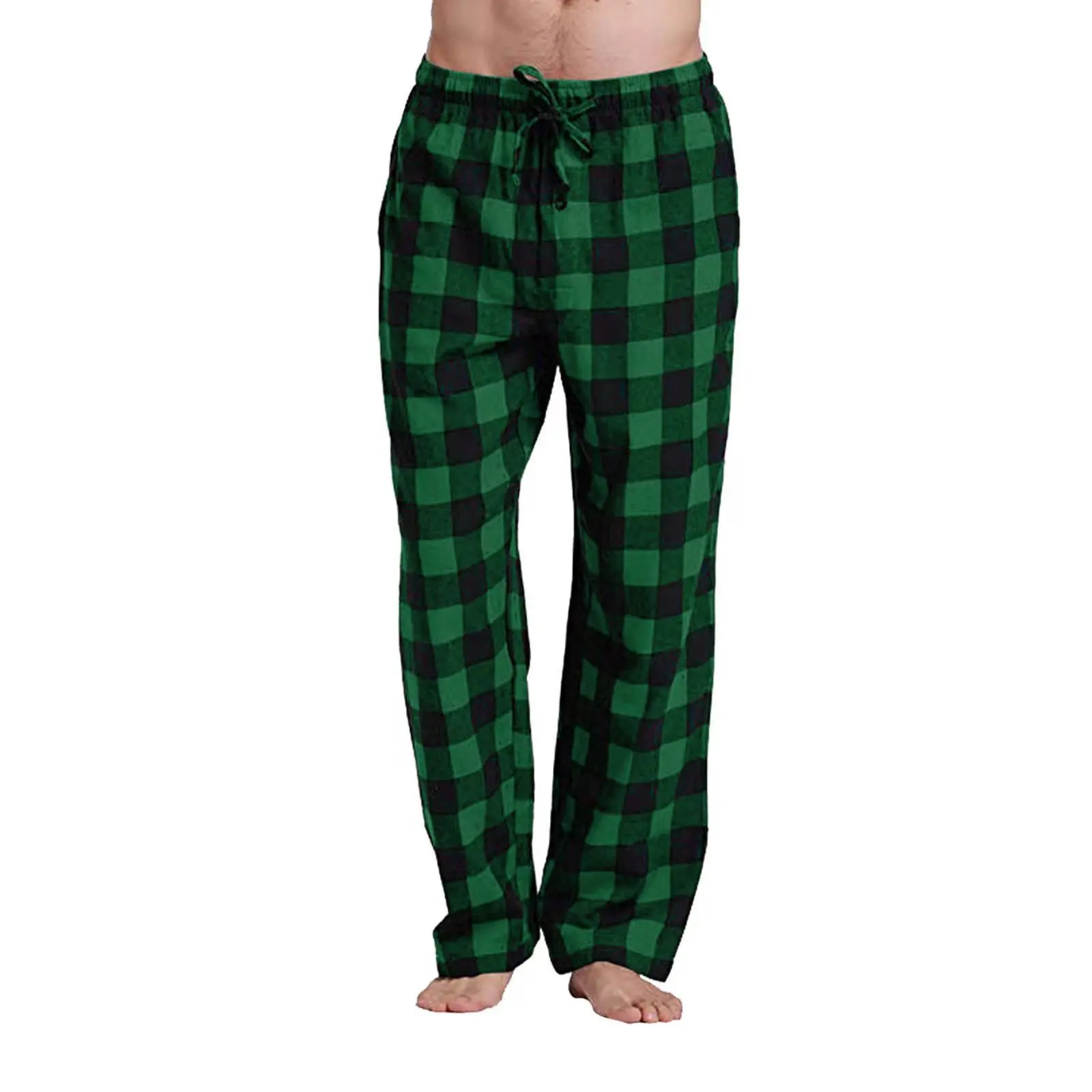 2025 Men's Cotton Casual Pants for Home Comfort Lounge Sleep Yoga Pants Grid Breathable Street Trendy Waist Sports Pants