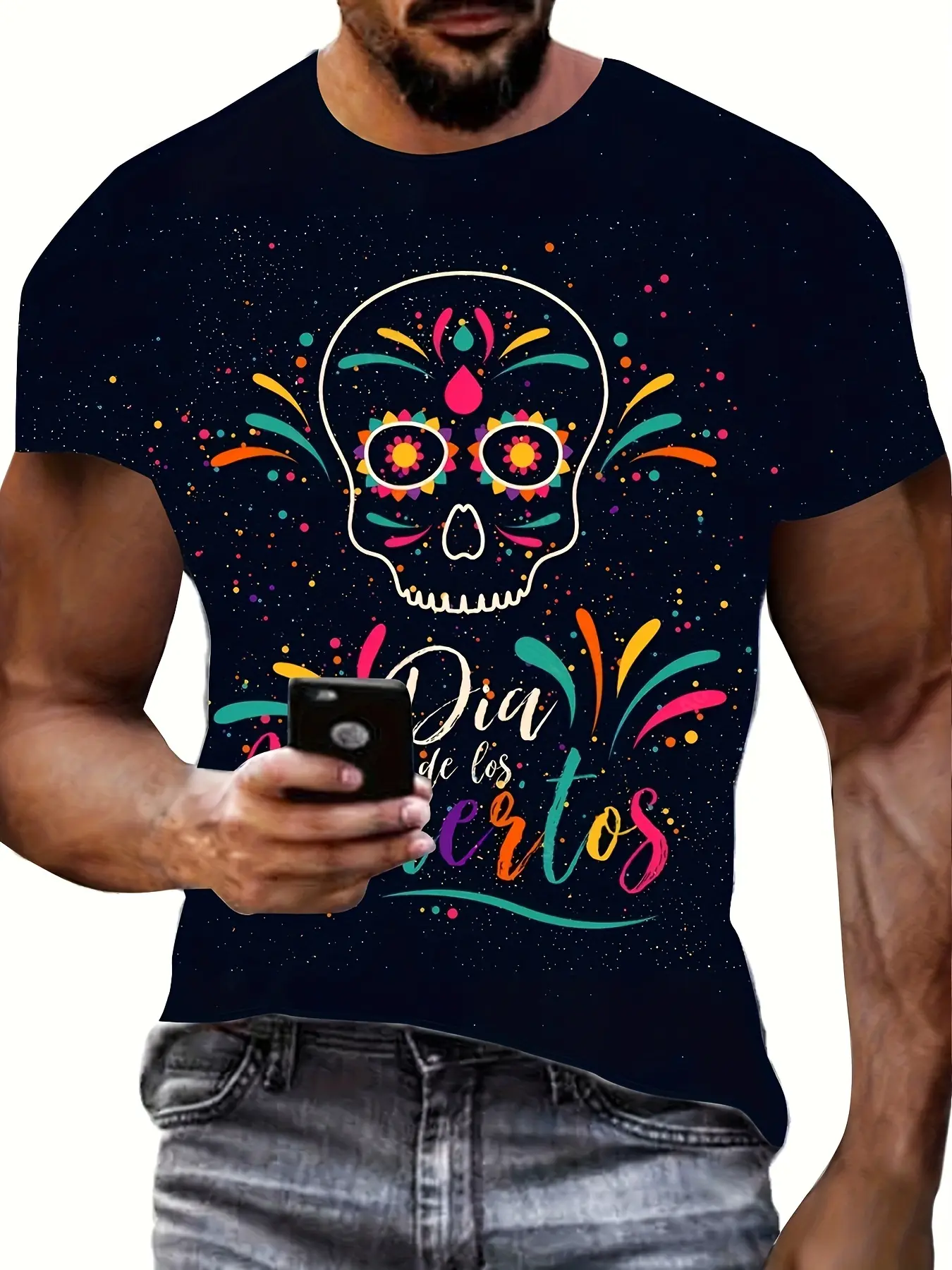 Halloween Men's T Shirt Dripping Blood Skull 3D Print Tops Fashion Short Sleeve T Shirt Horror Pattern Men's polyester Tops Tees