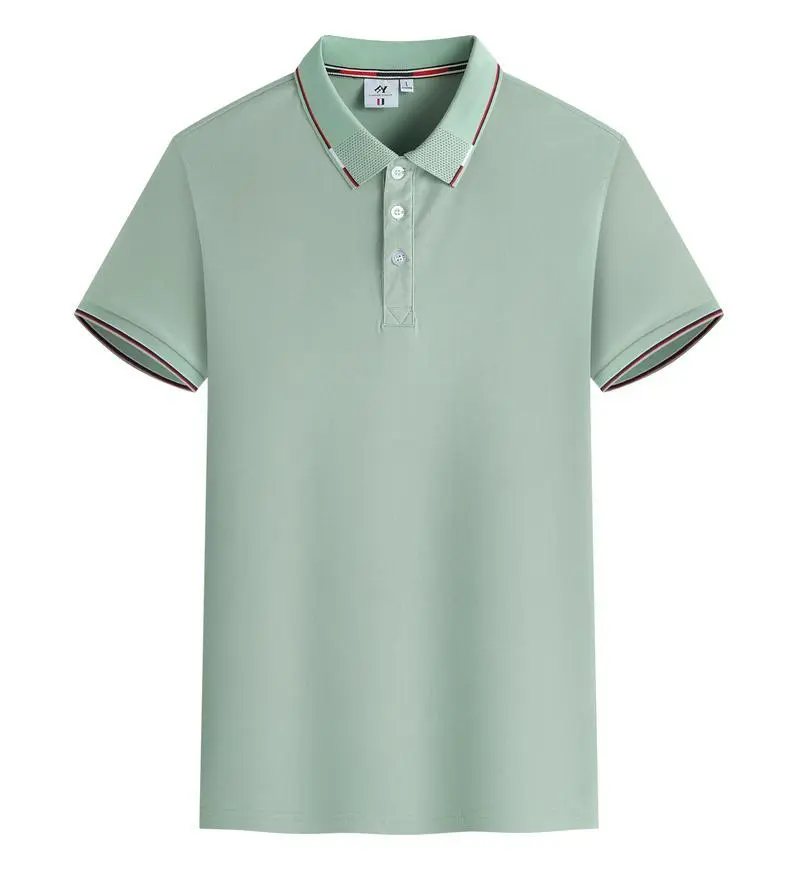 2025 Summer Men's Business Casual Polo Shirt Solid Color Short Sleeve T-Shirt Breathable Comfortable Fabric Daily Wear