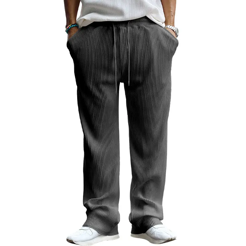 2025 Spring and Autumn Hot Selling New Striped Wide Leg Men's Pants Casual Loose Comfortable Drawstring Straight Leg Men's Pants