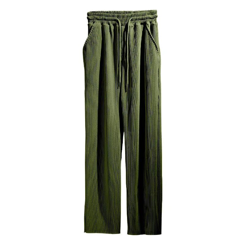 2025 Spring and Autumn Hot Selling New Striped Wide Leg Men's Pants Casual Loose Comfortable Drawstring Straight Leg Men's Pants