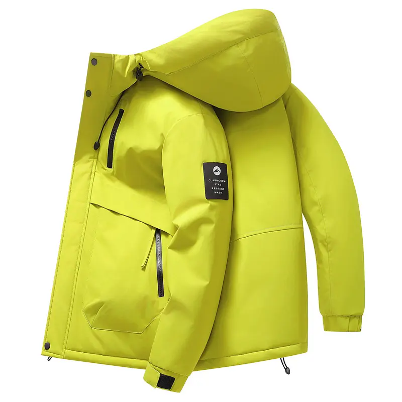 Winter New Thick Hooded Fashion Cotton Jacket Windproof, Warm, Loose Solid Color Cotton Jacket for Men's Winter