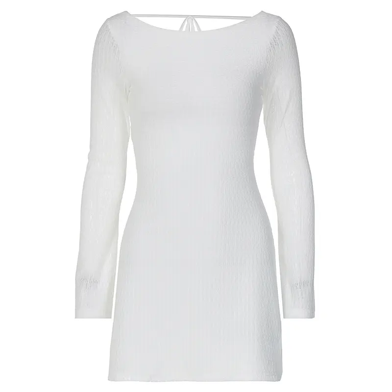 Women's Sexy Mini Skirt Tight Fitting Long Sleeved Elegant Party Club Dress 2025 Summer Fashion Slim Fit Nightclub Clothing