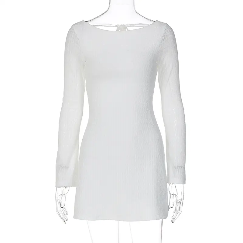 Women's Sexy Mini Skirt Tight Fitting Long Sleeved Elegant Party Club Dress 2025 Summer Fashion Slim Fit Nightclub Clothing