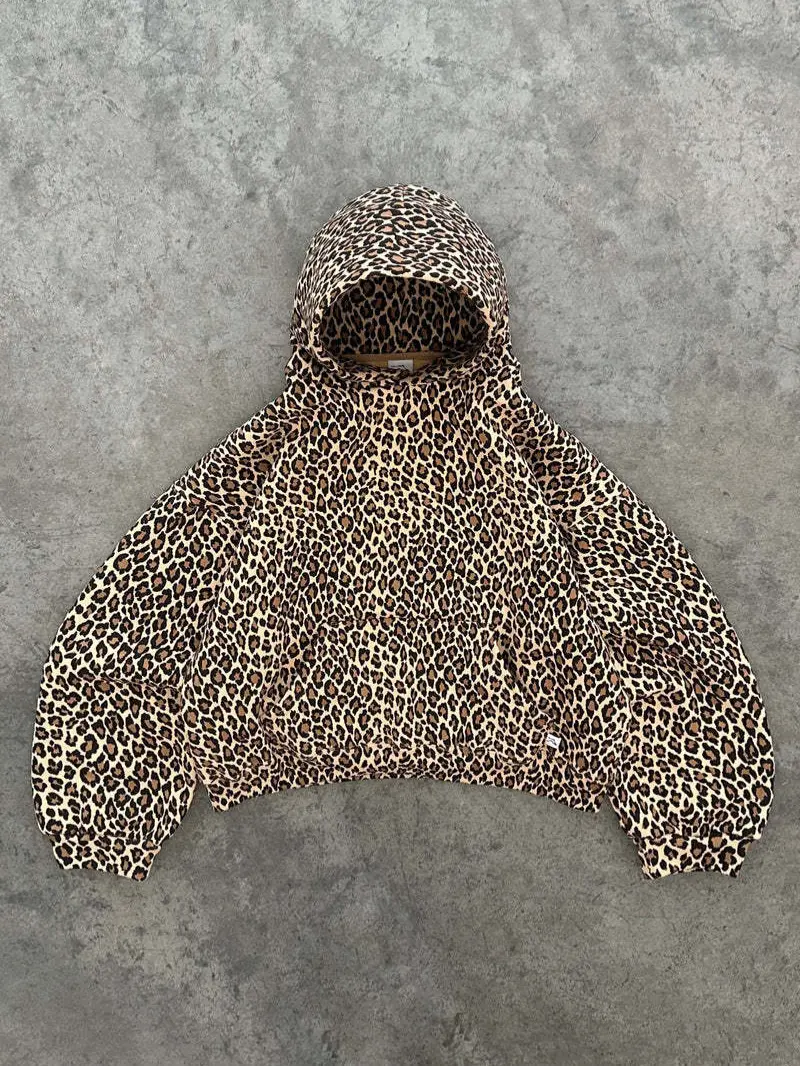 Y2K Retro Leopard Print Hoodie Couple Matching Harajuku Hip Hop Zipper Pullover Sweatshirt Unisex Streetwear Vintage 90s Fashion