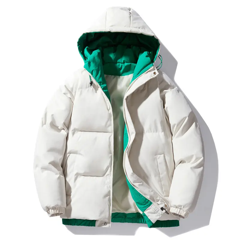 Men's Hooded Parka Cotton Padded Jacket Male Coat Zipper Pockets Thick Waterproof Coldproof Outerwear Streetwear Chic