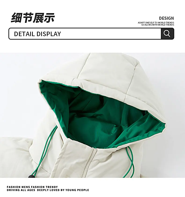 Men's Hooded Parka Cotton Padded Jacket Male Coat Zipper Pockets Thick Waterproof Coldproof Outerwear Streetwear Chic