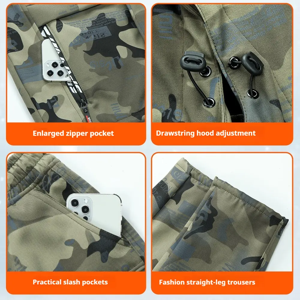 Thickened Fleece-lined Camouflage Work Suit For Men Fashionable Warm Wear-resistant Labor Protection Uniform