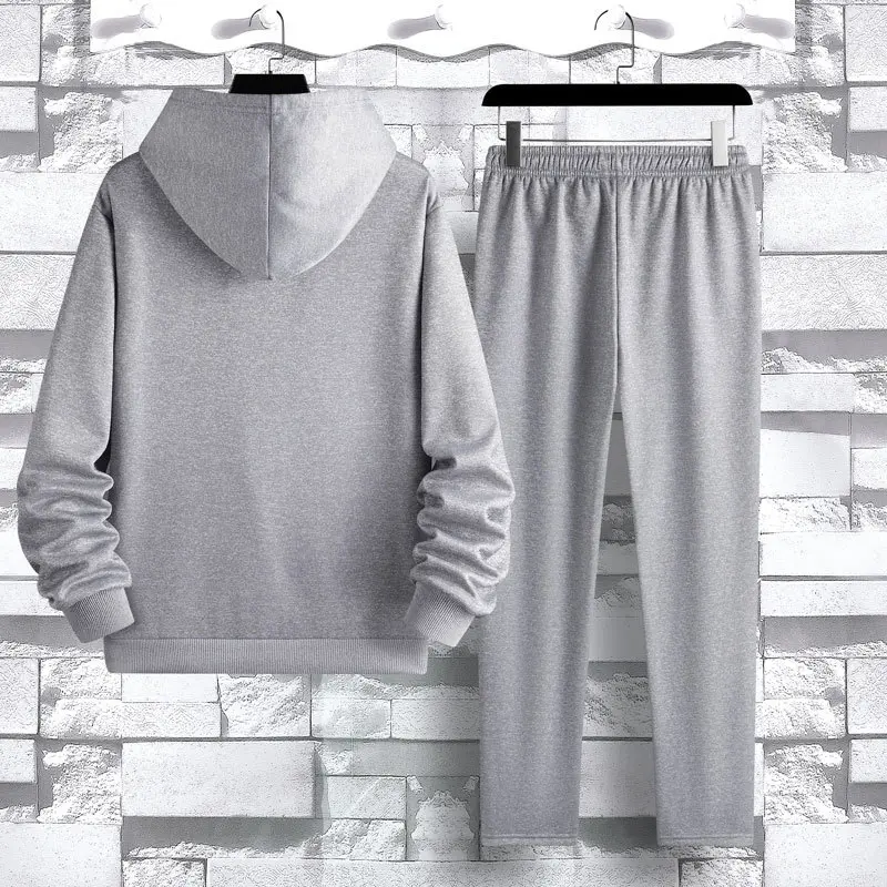 2024 Spring and Autumn New Men's Hoodie Two Piece Set Fashionable Fleece Warm Casual Hoodie Sweatshirt Sport Set