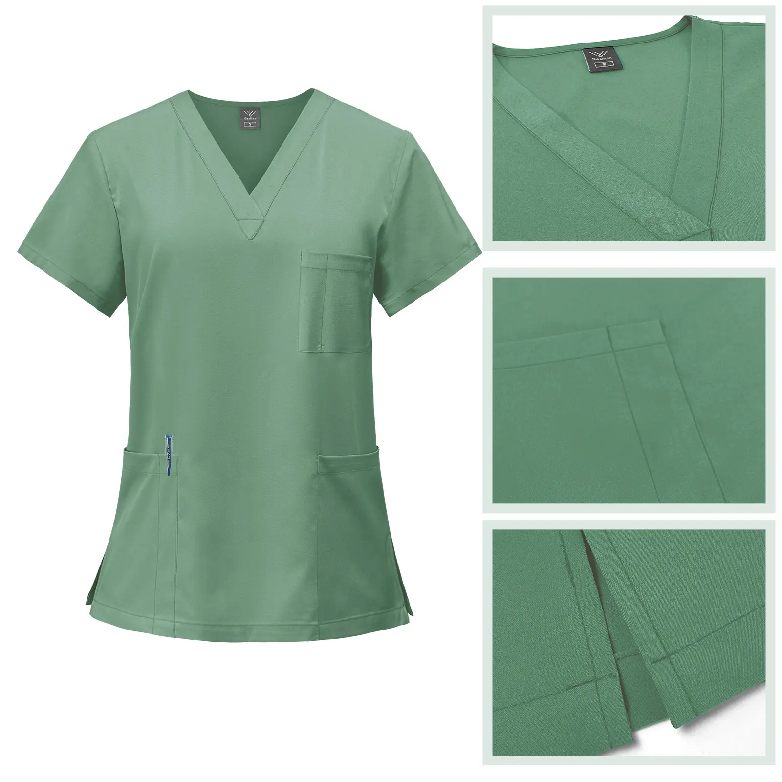 Wholesale Quick Dry Short Sleeve Workwear Uniforms for Women Men Nursing Pet Care Salon Staff Lightweight Breathable Scrubs Top