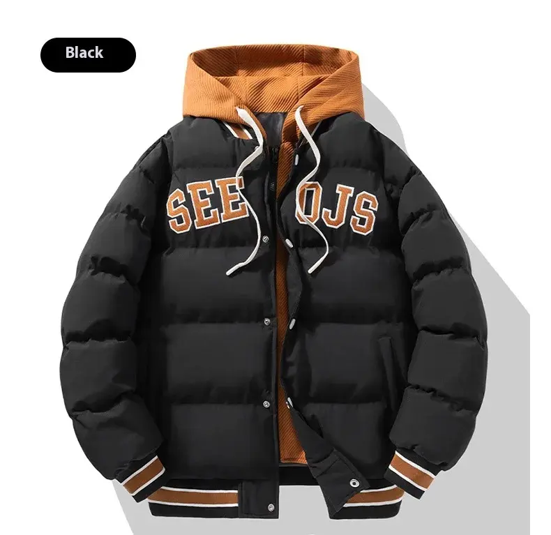 Winter New Cotton Jacket for Boys and Teenagers Hooded Warm Cotton Jacket Trendy Casual Vacation Two-piece Cotton Jacket