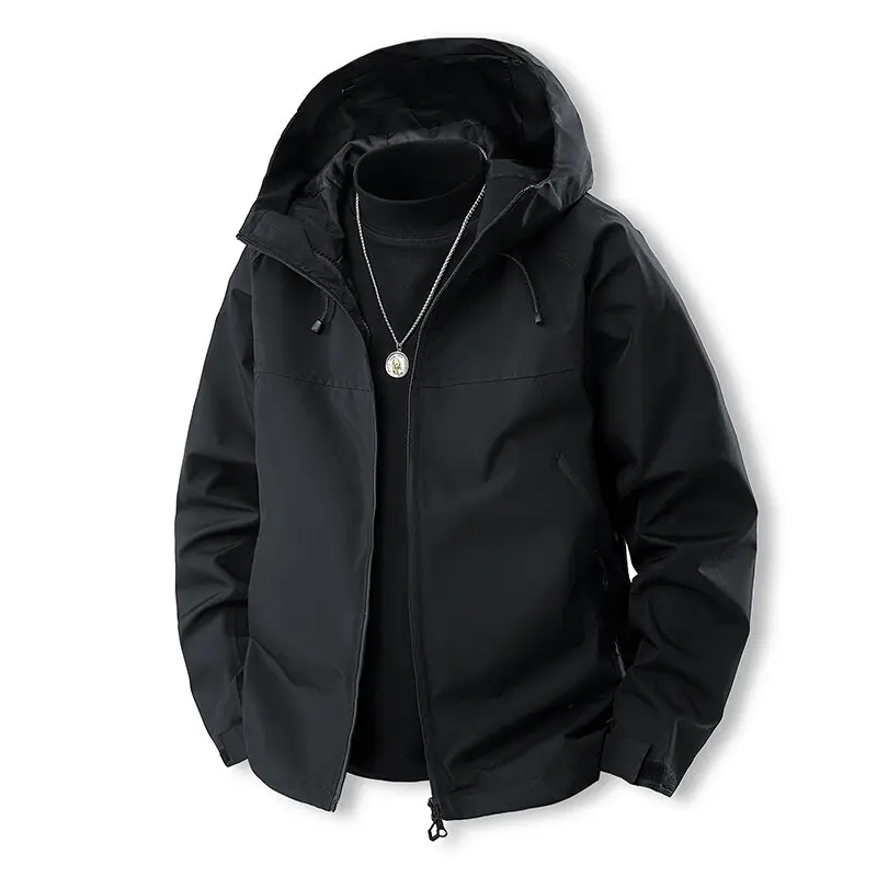 2025 Spring Youth Casual Jacket Men's Waterproof Hooded Jacket Outdoor Windbreaker Sports Coat Men Outwear Outdoor Hiking Suit