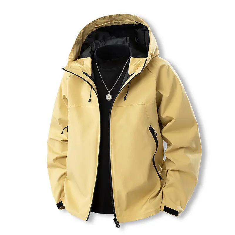 2025 Spring Youth Casual Jacket Men's Waterproof Hooded Jacket Outdoor Windbreaker Sports Coat Men Outwear Outdoor Hiking Suit