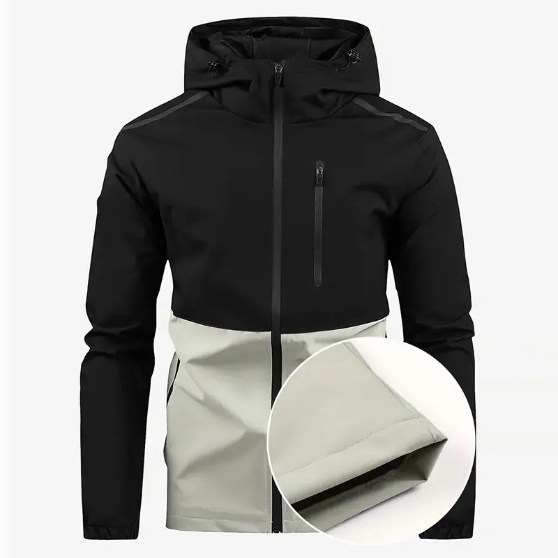 Spring Autumn Windproof Hooded Contrast Jacket Outdoor Sports Leisure Trendy Coat Men Women Fashion Parka Lightweight Warm Windb