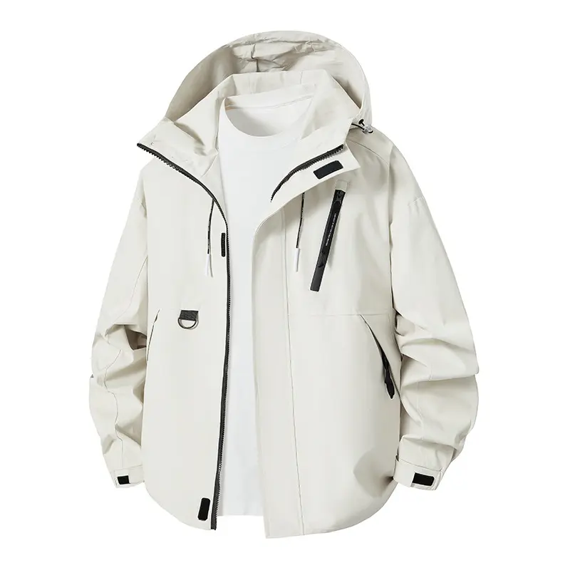Mens American Trendy Jacket Hong Kong Style Couple Hooded Casual Streetwear Spring Autumn Fashion Coat Outerwear
