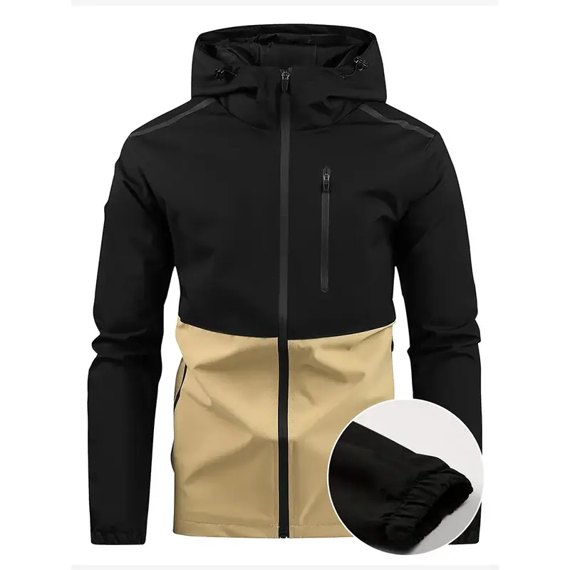 Spring Autumn Windproof Hooded Contrast Jacket Outdoor Sports Leisure Trendy Coat Men Women Fashion Parka Lightweight Warm Windb