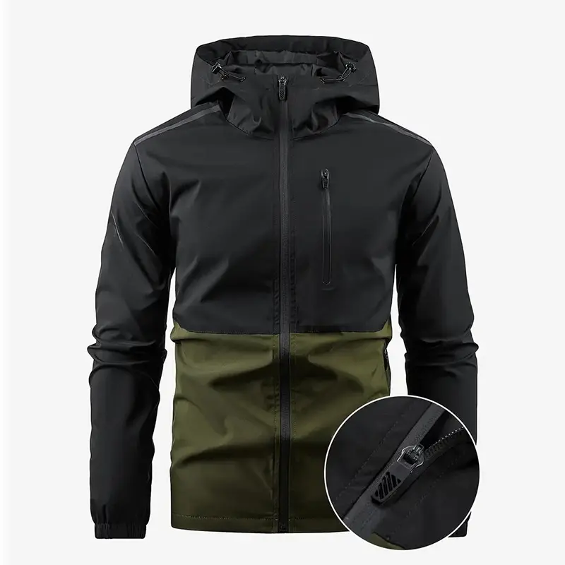 Spring Autumn Windproof Hooded Contrast Jacket Outdoor Sports Leisure Trendy Coat Men Women Fashion Parka Lightweight Warm Windb
