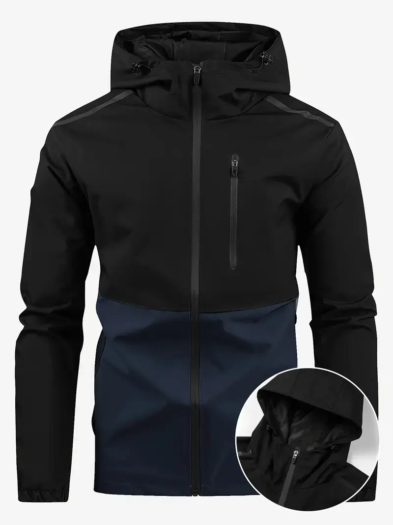 Spring Autumn Windproof Hooded Contrast Jacket Outdoor Sports Leisure Trendy Coat Men Women Fashion Parka Lightweight Warm Windb