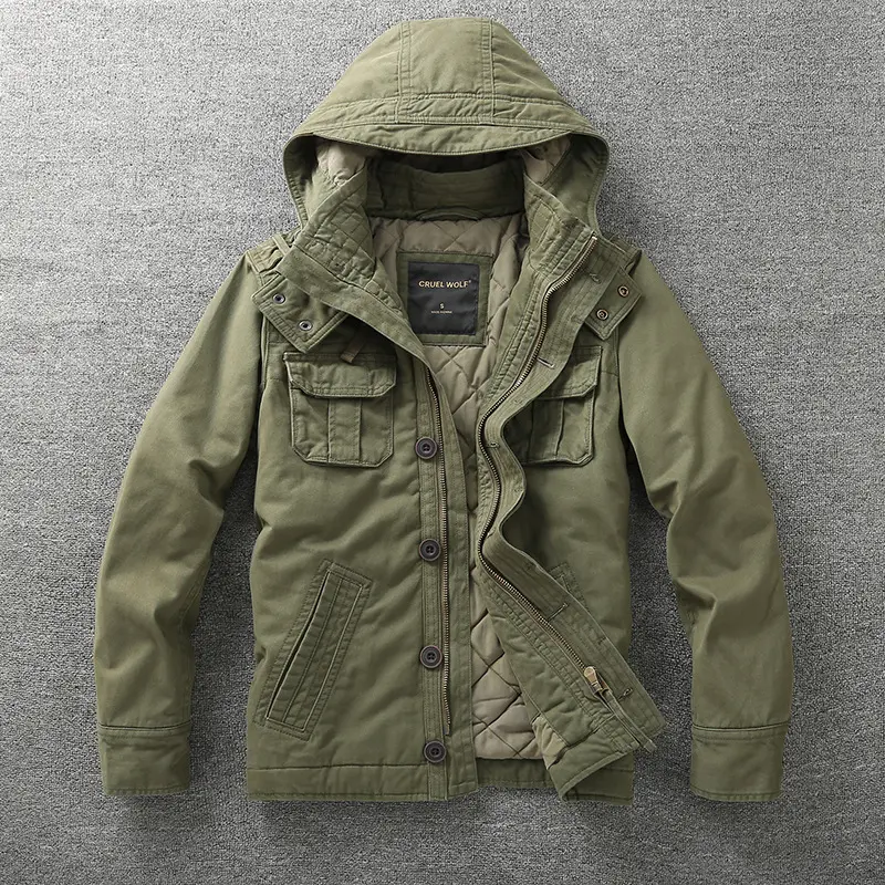 Mens Autumn Winter Workwear Jacket Camouflage Thickened Outerwear Trendy Premium Quality Cross-Border Top Coat Warm Clothing