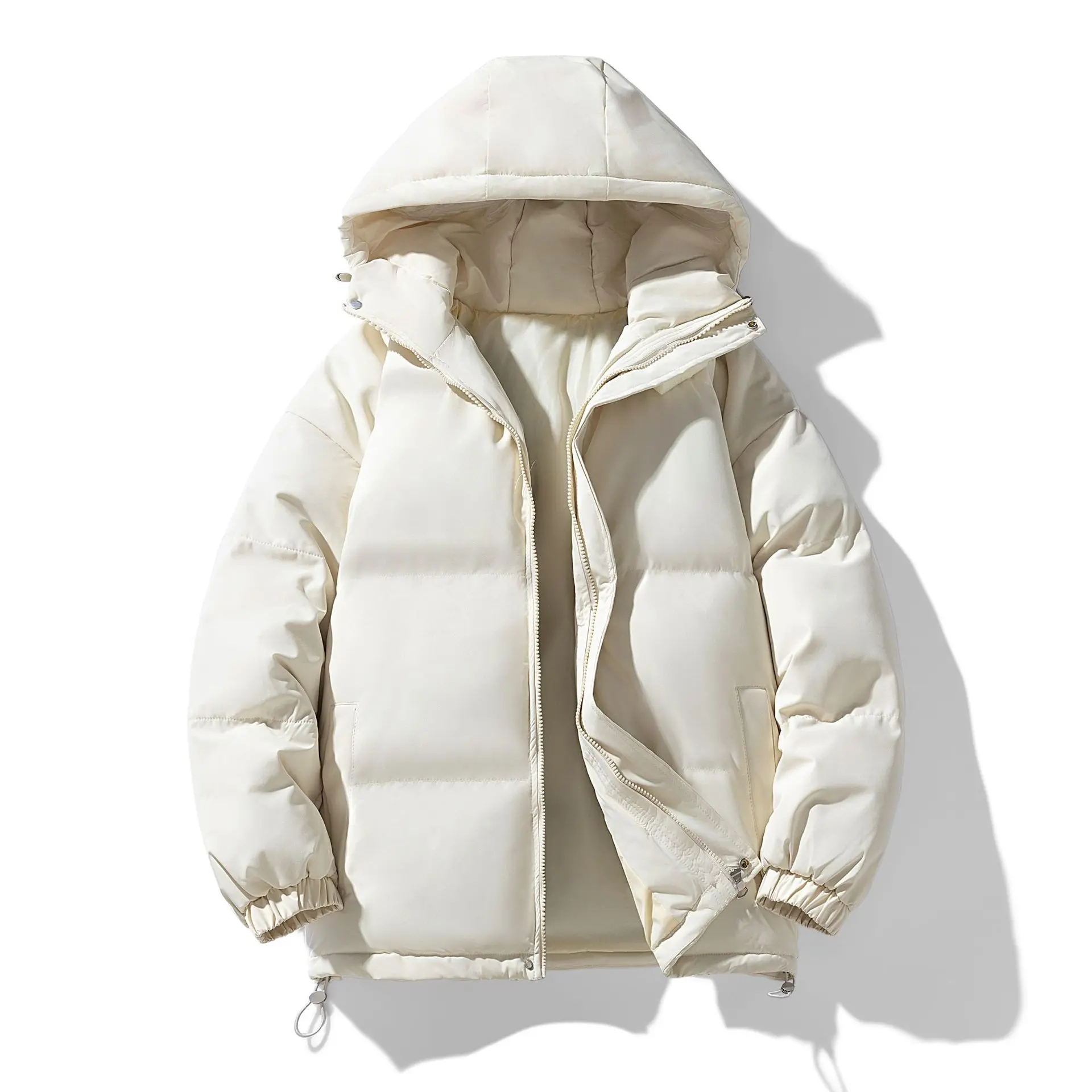Autumn And Winter Warm Fashion Puffer Jacket Women High Neck Hooded Zipper Design Cotton-Padded Coat