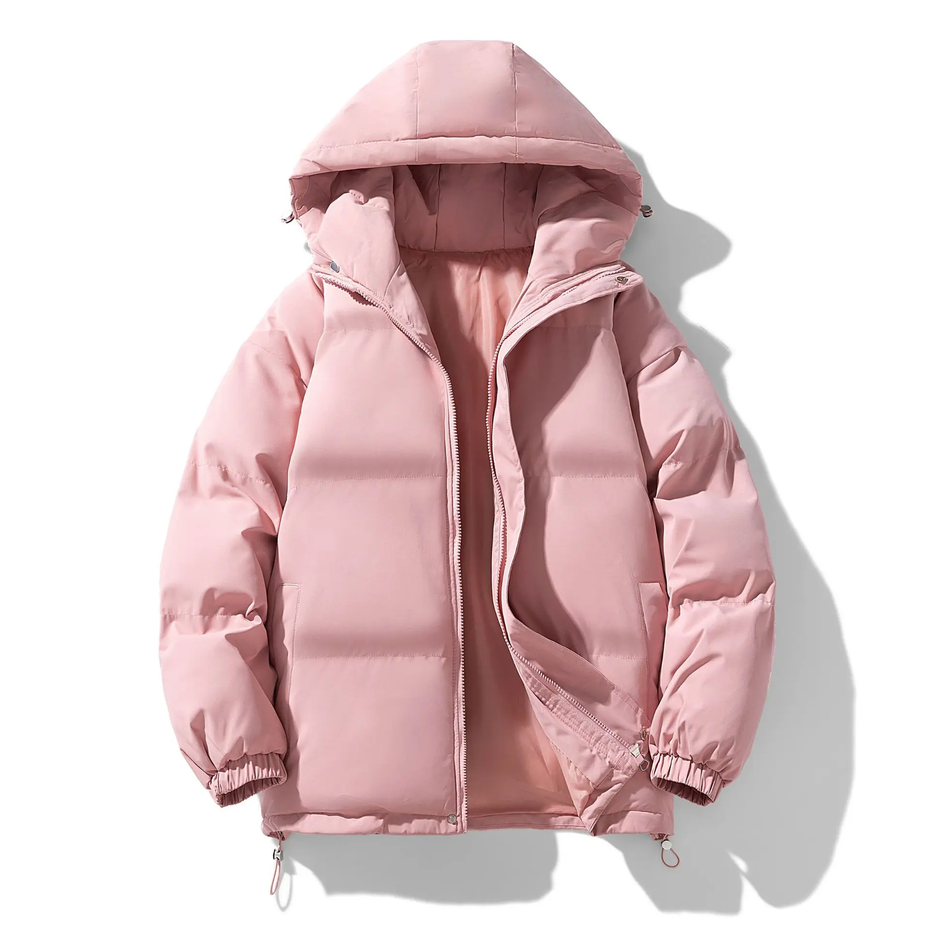 Autumn And Winter Warm Fashion Puffer Jacket Women High Neck Hooded Zipper Design Cotton-Padded Coat