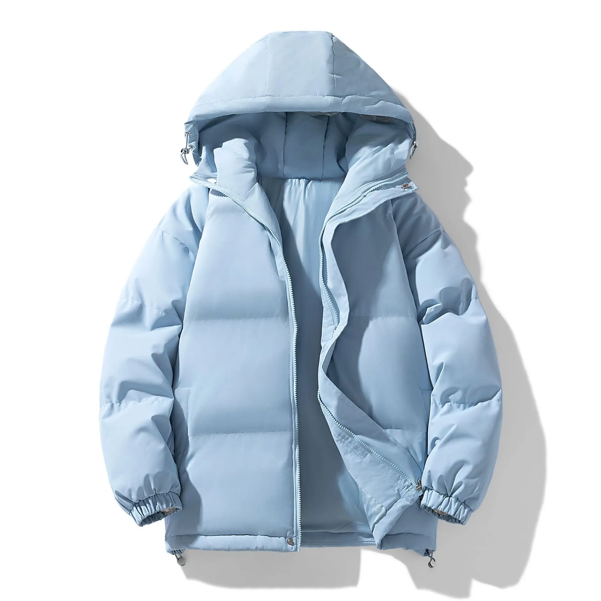 Autumn And Winter Warm Fashion Puffer Jacket Women High Neck Hooded Zipper Design Cotton-Padded Coat