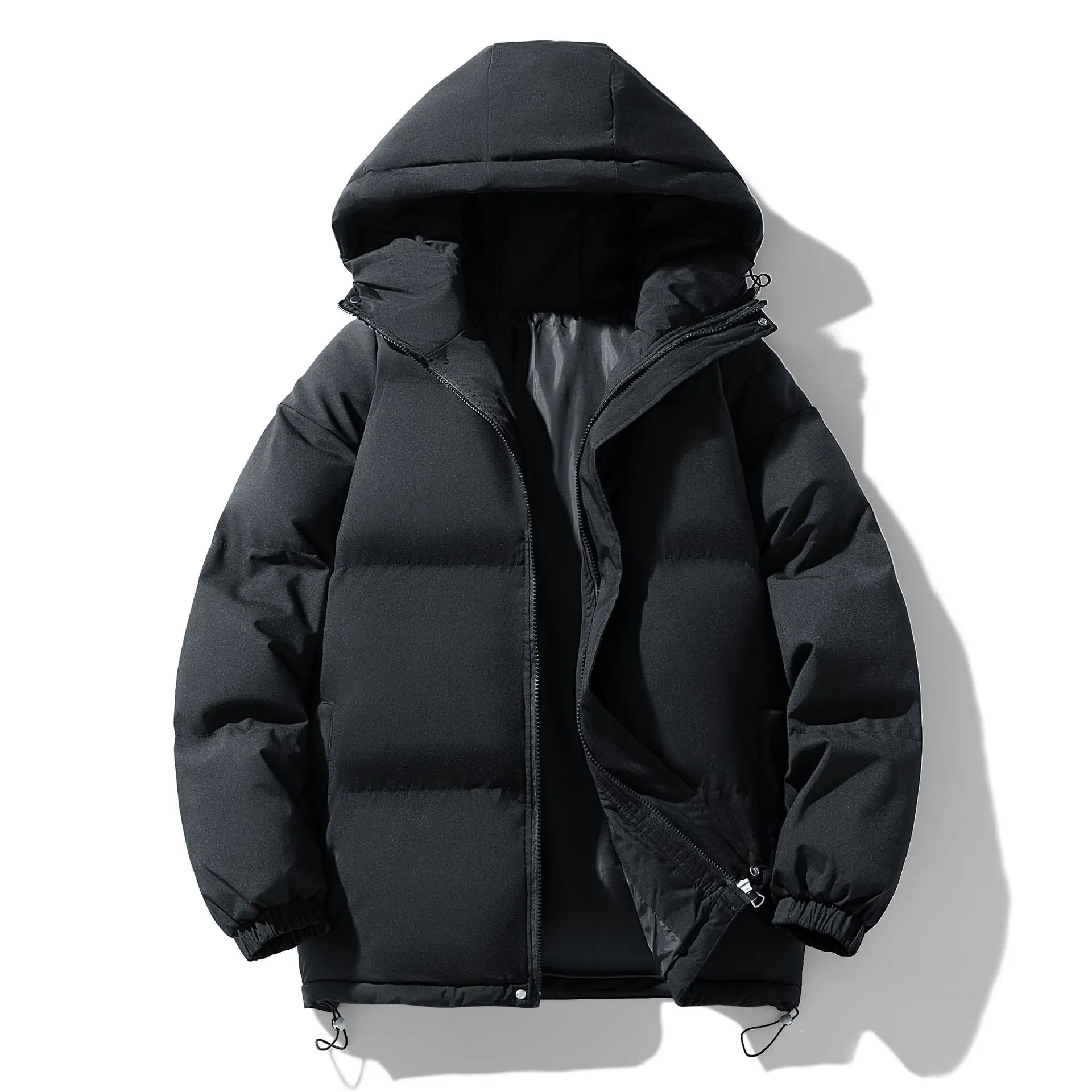 Autumn And Winter Warm Fashion Puffer Jacket Women High Neck Hooded Zipper Design Cotton-Padded Coat