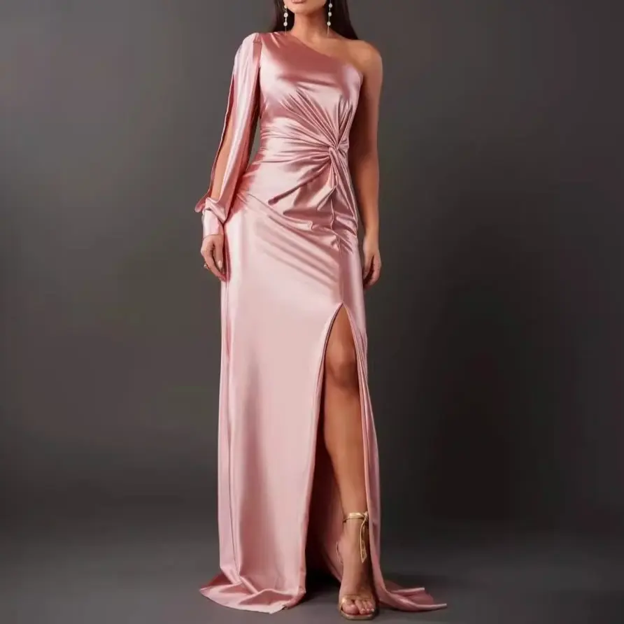 2025 Spring New Evening Dress Fashion Socialite Temperament Waist Cinching Slim Fit Long Dress Elegant Temperament Dress