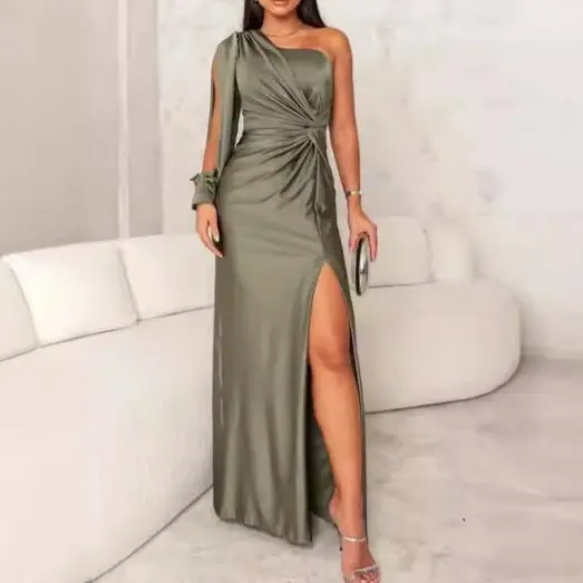 2025 Spring New Evening Dress Fashion Socialite Temperament Waist Cinching Slim Fit Long Dress Elegant Temperament Dress