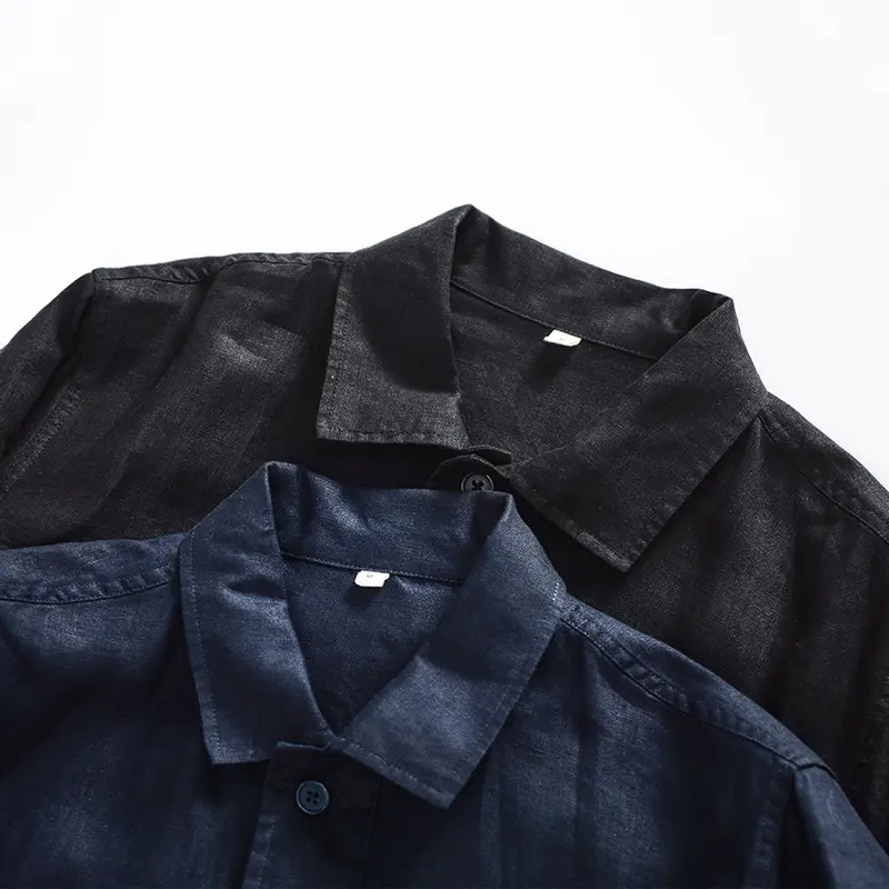 Mens Linen Shirt New Loose Long Sleeve Youth Casual Jacket Lightweight Breathable Summer Top Oversized Streetwear