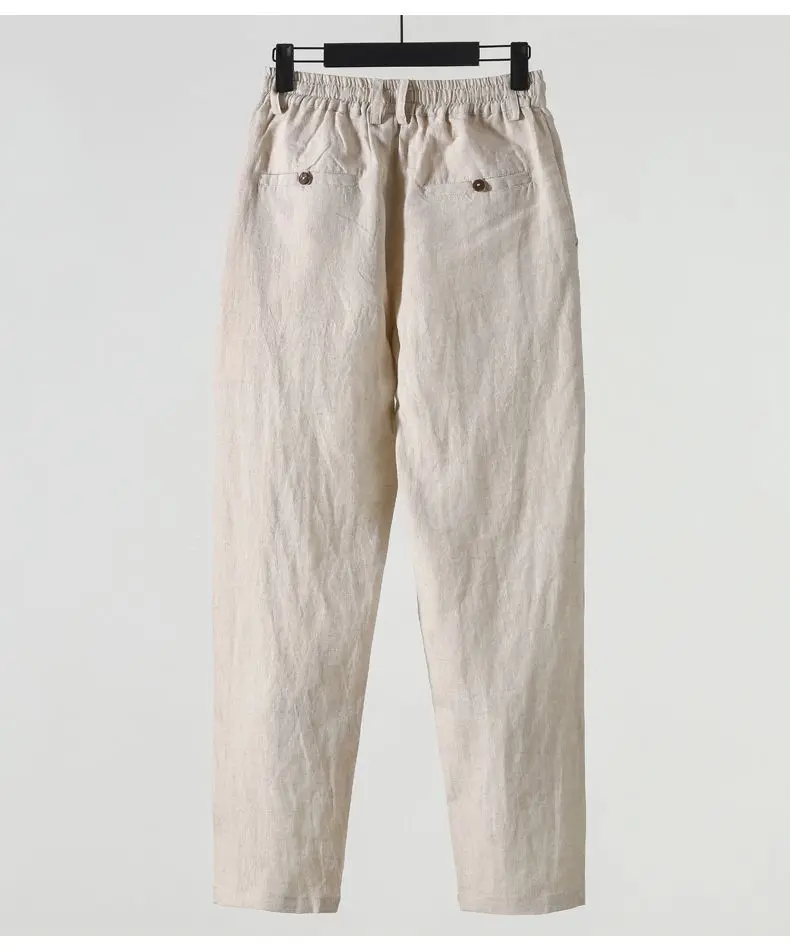 Mens Summer Pants Thin Loose Plus Size Cropped Chinese Style Slacks Breathable Casual Comfortable Lightweight Trousers